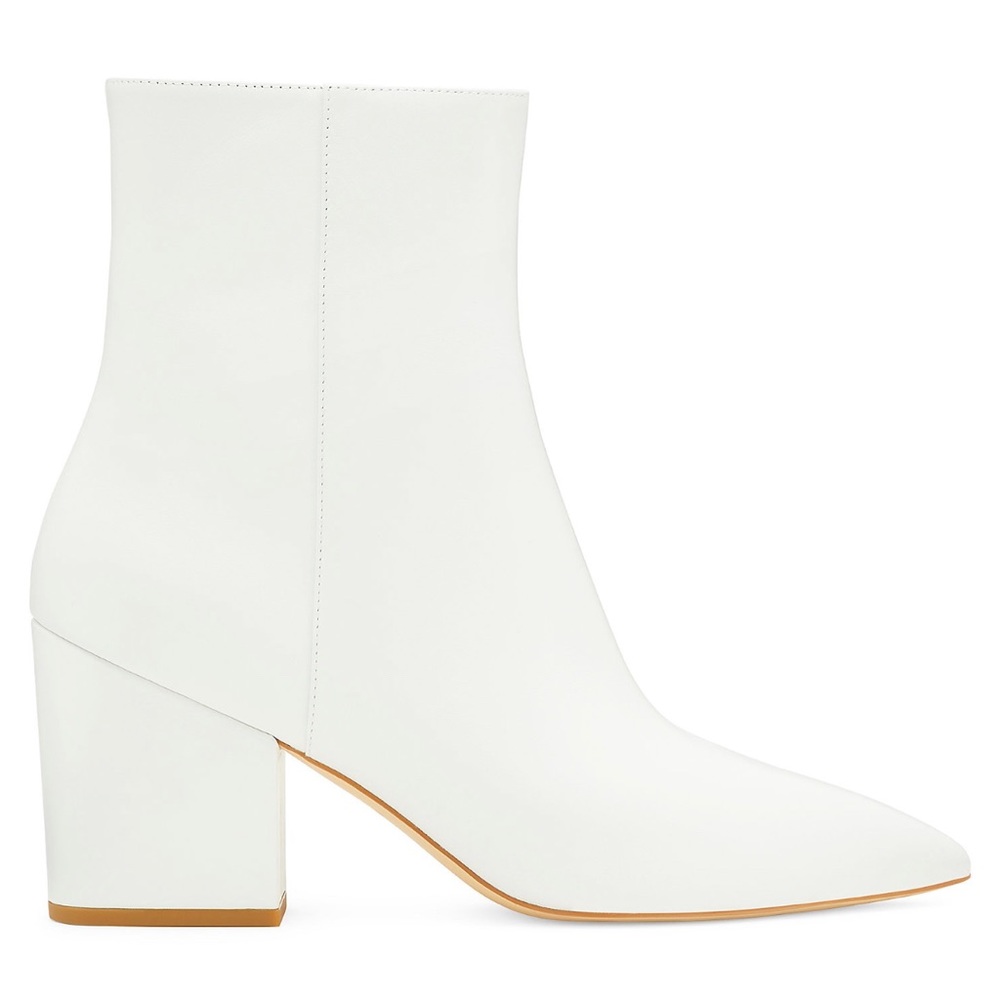 Stuart Weitzman White Avenue 75 Block Bootie